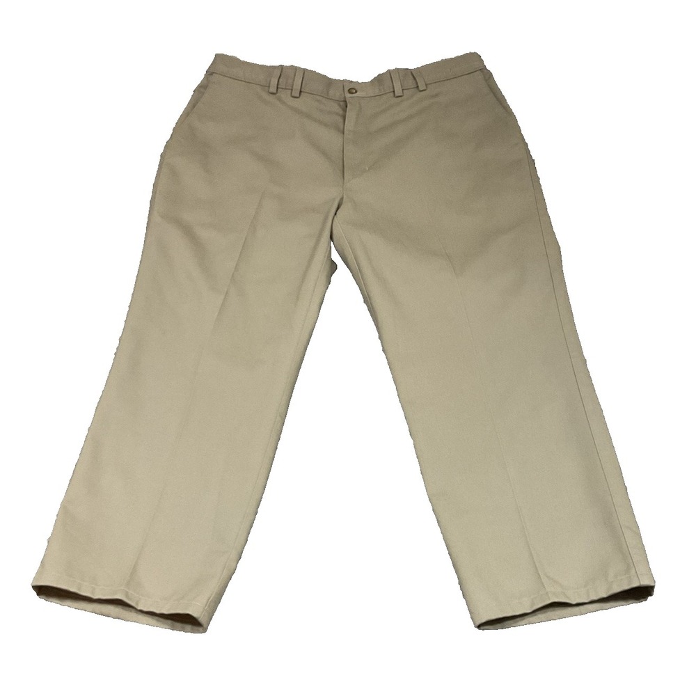 Haggar Pure Cotton Flat Front Chino Uniform Casual Dress Pants Trousers 38 x 27